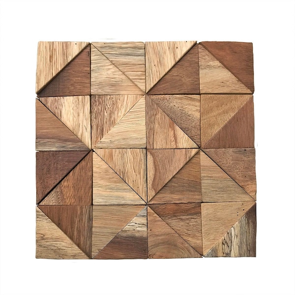 Ekena Millwork Authentic Boat Wood Mosaic Wall Tile, Natural Finish, 11 7/8"W x 11 7/8"H x 1/2"P WPW12X12AUMENA - main